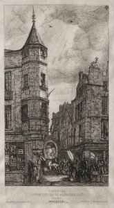 Huis met een torentje, nr. 22 Schoolstraat van de Geneeskunde, 1861 door Charles Meryon