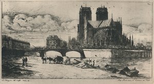 De Apsis van de Notre-Dame van Parijs 4e Staat, 6 12 x 11 34 Inches, 1854, 1927 door Charles Meryon