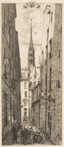 La Rue des Chantres, Parijs, 1862 door Charles Meryon