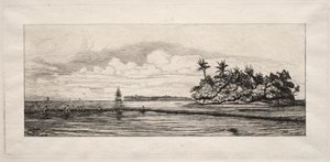 Oceanië: Vissen nabij eilanden met palmen in de Uea of Wallis-groep, 1863