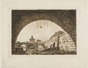 Pont-Neuf en de Samaritaine gezien van onder de eerste boog van de Pont-au-Change, Parijs door Charles Meryon