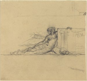 Zittende vrouwelijke figuur voor "San Francisco" door Charles Meryon
