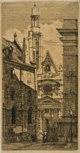 St. Etienne-du-Mont, Parijs, uit Eaux-fortes sur Paris door Charles Meryon