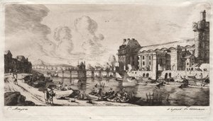Het paviljoen van juffrouw en een deel van het Louvre door Charles Meryon
