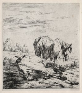 De twee paarden door Charles Meryon