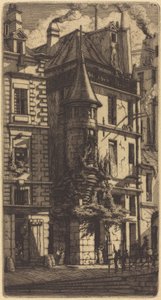 Huis met een torentje, Weversstraat, Parijs door Charles Meryon