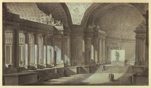 Architectonische Fantasie: Tempel van Athena Interieur door Charles Michel Ange Challe