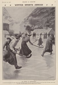 IJshockey spelen in Grindelwald, Zwitserland door Charles Mills (after) Sheldon