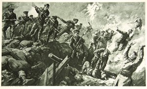 De Verovering van de Duitse loopgraven bij Neuve Chapelle door Charles Mills Sheldon