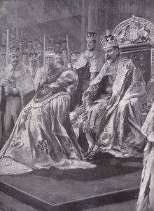 Hulde van de Aartsbisschop van Canterbury bij de kroning van Koning Edward VII, Westminster Abbey, Londen, 1902