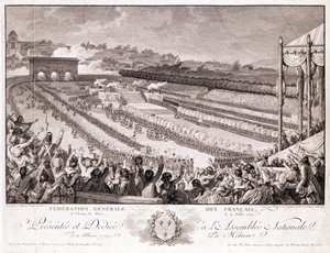 Festival van de Federatie, 14 juli 1790, op het Champ de Mars, gegraveerd door Isidore Stanislas Helman door Charles Monnet
