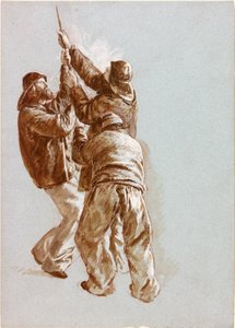Vissers die een Touw Binnenhalen door Charles Napier Hemy