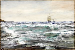 Ruw water op de bar door Charles Napier Hemy
