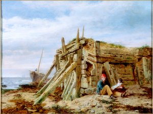 Onder de golfbreker, ca. 1863
