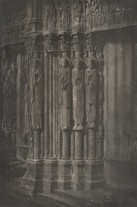 Planche XIII Cathédrale de Chartres, Standbeelden Kolommen van de Centrale Deur van het Portaal, 1855