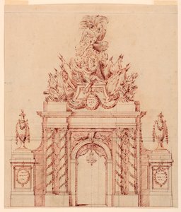 Ontwerp voor een Geschilderde Decoratie ter Ere van een Franse Generaal die Gouverneur van een Kroonprins was