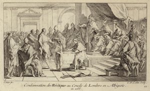 Veroordeling van Katharen als ketters op het Concilie van Lombers, Frankrijk door Charles Nicolas II Cochin