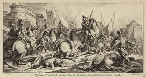 Nederlaag en dood van Didier van Toulouse voor Carcassonne, 587 (gravure) door Charles Nicolas II Cochin