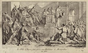 Lodewijk I, hertog van Anjou, regent van koning Karel VI van Frankrijk, dankt de mensen van Montpellier