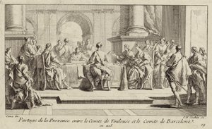 Verdeling van Provence tussen de Graven van Toulouse en Barcelona, 1125 door Charles Nicolas II Cochin