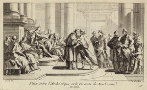 Vrede tussen de bisschop en burggraaf van Narbonne door Charles Nicolas II Cochin