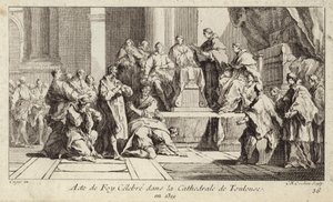 Berouwvolle Katharen verklaren hun geloof in de katholieke religie in de kathedraal van Toulouse, Frankrijk door Charles Nicolas II Cochin