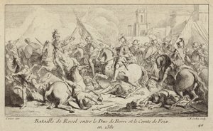 De legers van de hertog van Berry en de graaf van Foix vechten bij de Slag bij Revel, Frankrijk door Charles Nicolas II Cochin