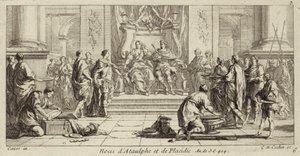 Huwelijk van Galla Placidia en Ataulf, koning van de Visigoten, Narbonne, 414 (gravure)