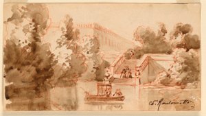 Imaginaire Zicht op het Kasteel Vaux-le-Vicomte door Charles Nicolas Ransonnette