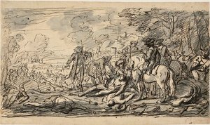Cavalerie onderzoekt de gewonden