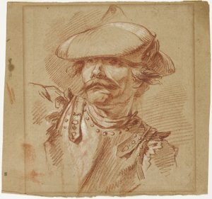 Hoofd van een soldaat door Charles Parrocel