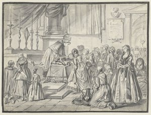 Kerkelijke scène met kruisverering op Goede Vrijdag door Charles Parrocel