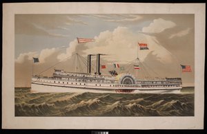 Amerikaanse raderstoomboot City of Worcester Norwich Line voor Boston via New London en Norwich door Charles Parsons