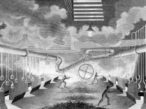 Algemeen overzicht van een gasfabriek, met retorten die worden geladen door Charles Partington
