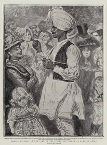 Vriendschap sluiten, in het kamp van het Indiase contingent in Hampton Court