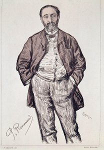Portret van Camille Saint-Saëns, Franse componist, 20e eeuw (gravure)