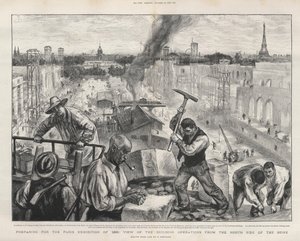 Voorbereidingen voor de Parijse tentoonstelling van 1900: uitzicht op de bouwwerkzaamheden vanaf de noordzijde van de Seine. door Charles Paul Renouard
