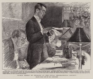 Prins Hendrik van Orléans bij de Koninklijke Geografische Vereniging
