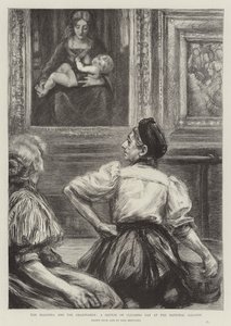 De Madonna en de Schoonmaaksters, een Schets op Schoonmaakdag in de Nationale Galerie door Charles Paul Renouard