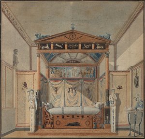 Ontwerp van het bed, ca. 1800