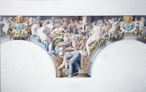 Ms 1014 Fries uit de balzaal van Fontainebleau, plaat uit een album door Charles Percier