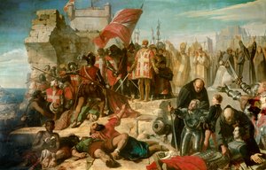 Opheffing van het beleg van Malta. De stad werd belegerd door generaal Ottomaanse Mustapha in september 1565. Op het schilderij leidt Don Garcie van Toledo, onderkoning van Sicilië, de operatie door Charles Philippe Lariviere