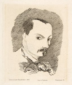 Zelfportret van Charles Baudelaire, uitgegeven 1869 (ets) door Charles Pierre Baudelaire