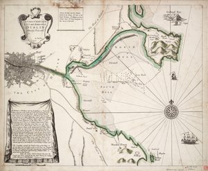 Een correcte kaart van de stad en haven van Dublin, Ierland door Charles Price