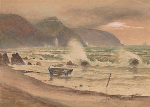 Landschap met twee mannen en een boot door Charles Reginald Aston