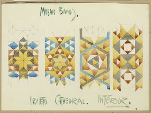 Een blad met studies van mozaïekbanden, Kathedraal van Orvieto, 1891 door Charles Rennie Mackintosh
