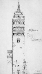 Campanile, Kathedraal van Pistoia, 1891 door Charles Rennie Mackintosh