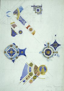 Plafonddecoratie, Certosa di Pavia, 1891 door Charles Rennie Mackintosh