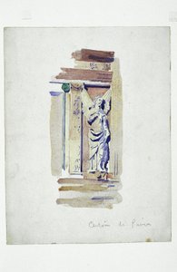 Certosa di Pavia (studie van een gebeeldhouwde engel), 1891 door Charles Rennie Mackintosh