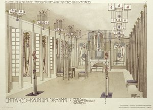 Ontwerp voor een muziekkamer, ca. 1901 door Charles Rennie Mackintosh